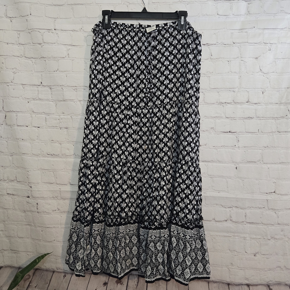 Vtg White Stag Tiered Floral Peasant Maxi Skirt Sz M/ L Floral BOHO Hippie Gypsy